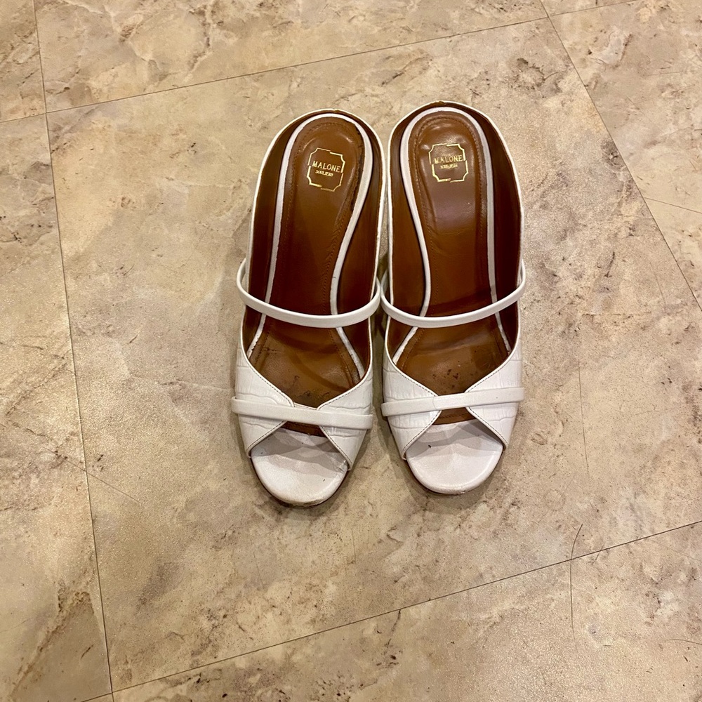 Malone Souliers Norah white croc heeled sandals 36.5